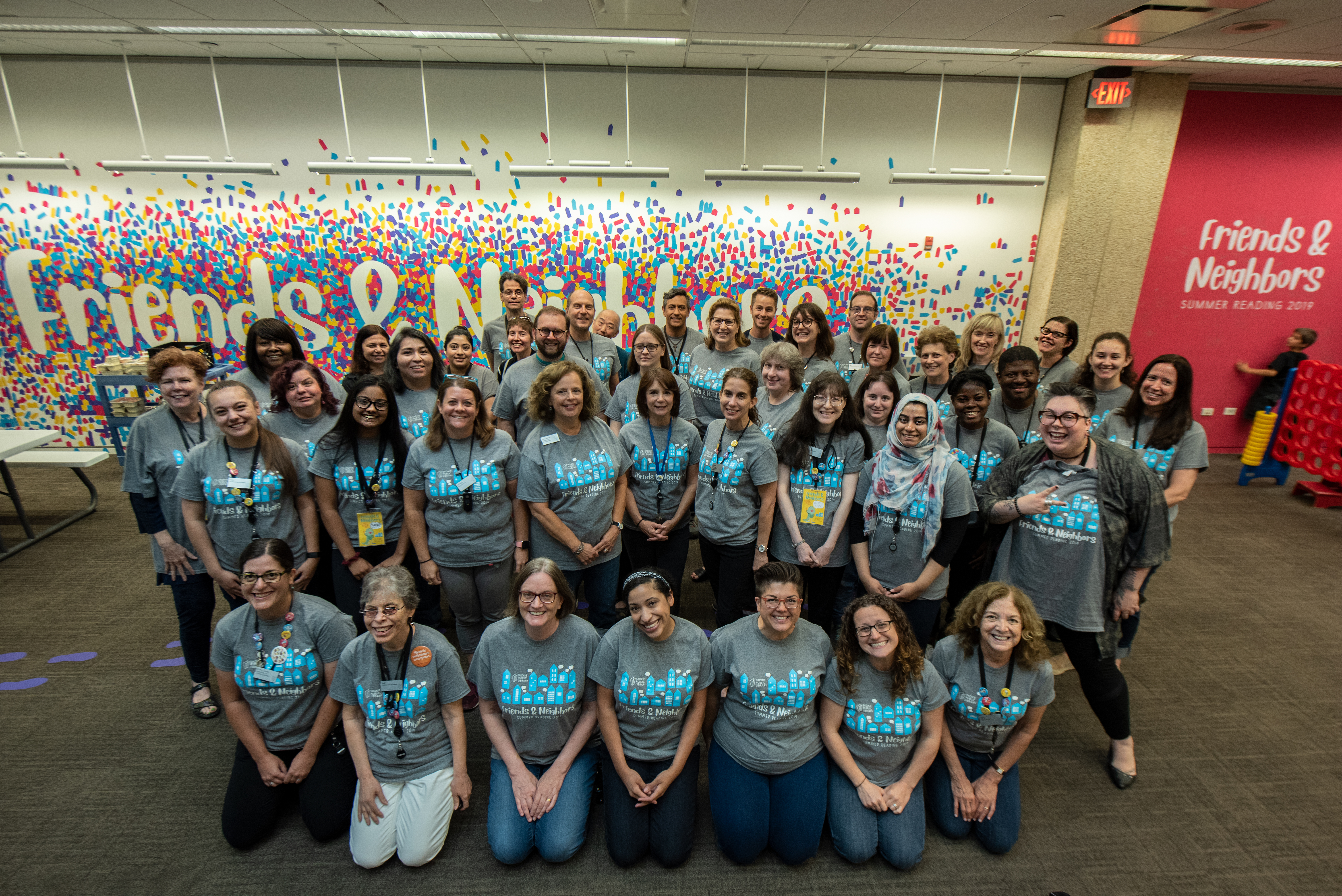 Library Staff Sporting Summer Reading T-Shirts